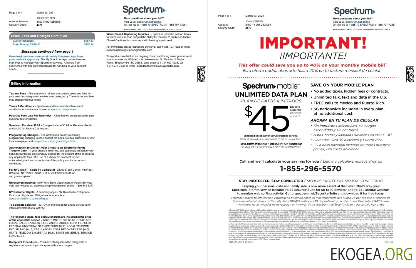 USA Spectrum utility bill template in Word and PDF format (4 pages) 3 4